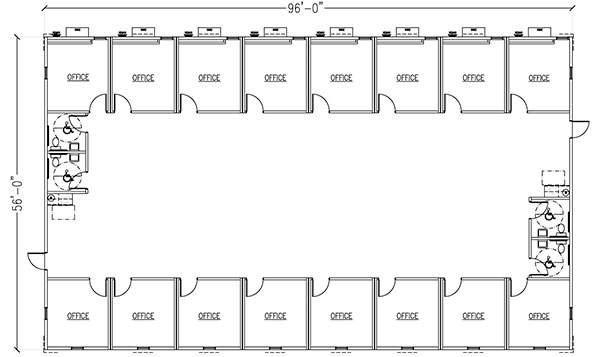 16 Offices 4 Restrooms