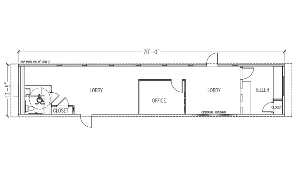 Walk-In & Drive-Thru | 2 Office | 14' x 70'