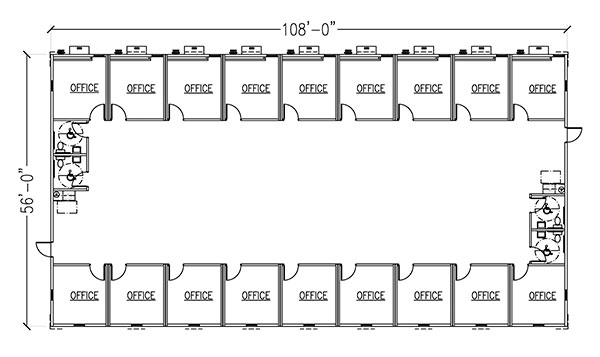 18 Offices 4 Restrooms