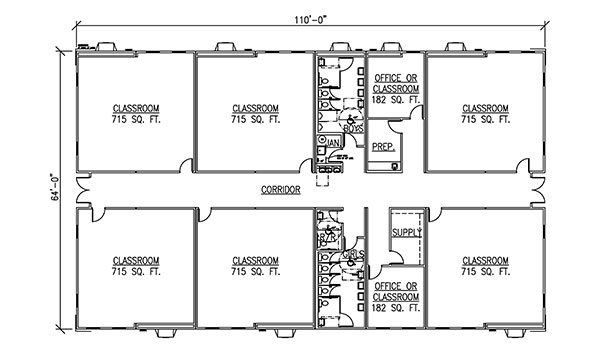 6 Classrooms 3 Restrooms 2 Offices