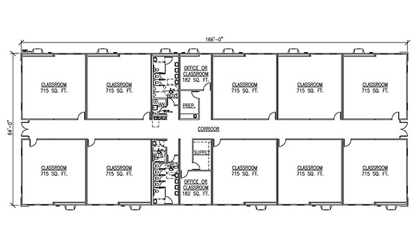 10 Classrooms 3 Restrooms 2 Offices