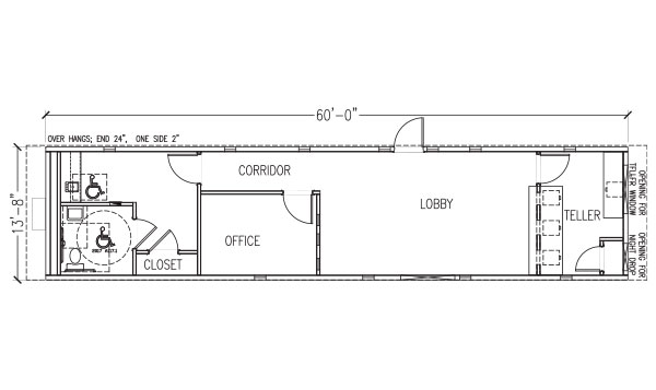 Walk-In & Drive-Thru | 1 Office | 14' x 60'
