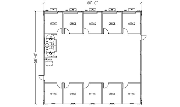 10 Offices 2 Restrooms