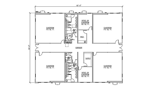 4 Classrooms 3 Restrooms 2 Offices