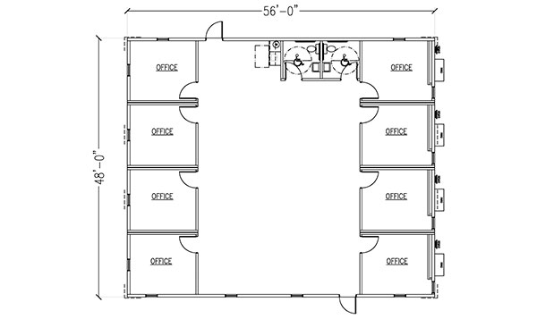 8 Offices 2 Restrooms